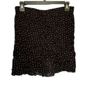 LA Hearts Ruched Ruffle Mini Skirt Size Medium Black with White Polka Dots Ruffl